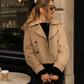 Women’s Vintage Cropped Trench Coat with Double-Breasted Front