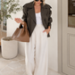 Women’s Vintage Cropped Trench Coat with Double-Breasted Front
