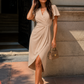 Women’s Wrap Midi Dress with V-Neck for Evening & Occasion Wear