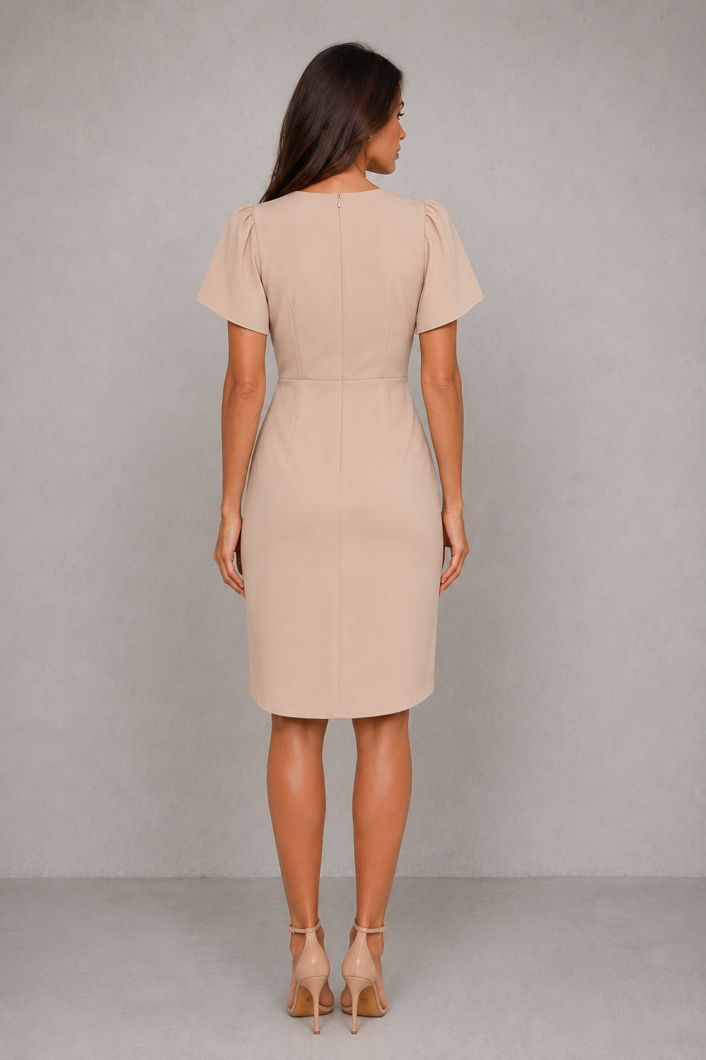 Women’s Wrap Midi Dress with V-Neck for Evening & Occasion Wear