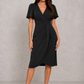 Women’s Wrap Midi Dress with V-Neck for Evening & Occasion Wear
