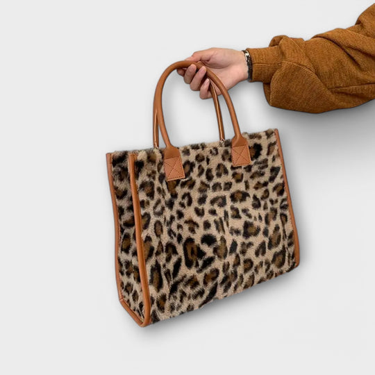 Odalys - Chic Leopard Print Plush Tote