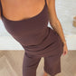 Chocolate Brown Cami Top – Square Neck Fitted Strappy Top