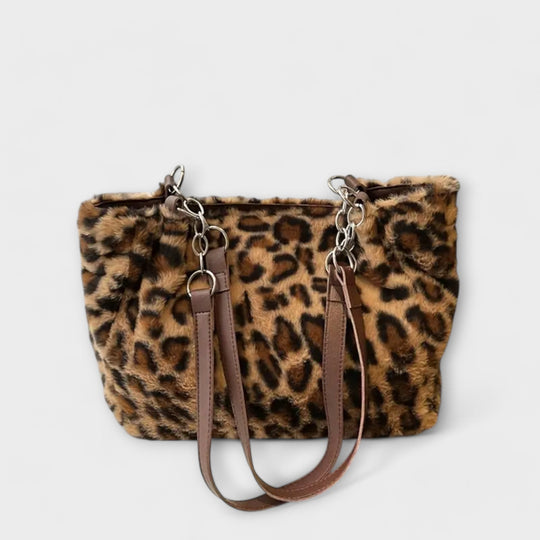 Morwen - Trendy Leopard Skin Inspired Tote in Soft Faux Fur
