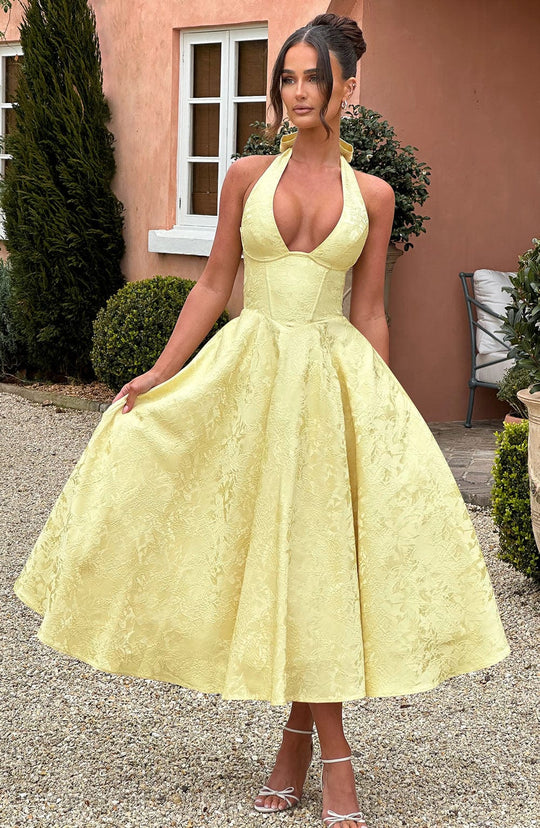 Esmeralda - Halter Sleeveless Midi Dress