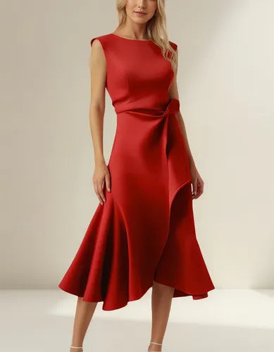 Liza – Asymmetric Draped Midi Dress