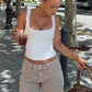 White Tank Top – Scoop Neck Fitted Vest Top