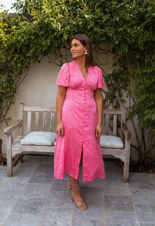 Rosanna™ | Pink Leopard Midi Dress