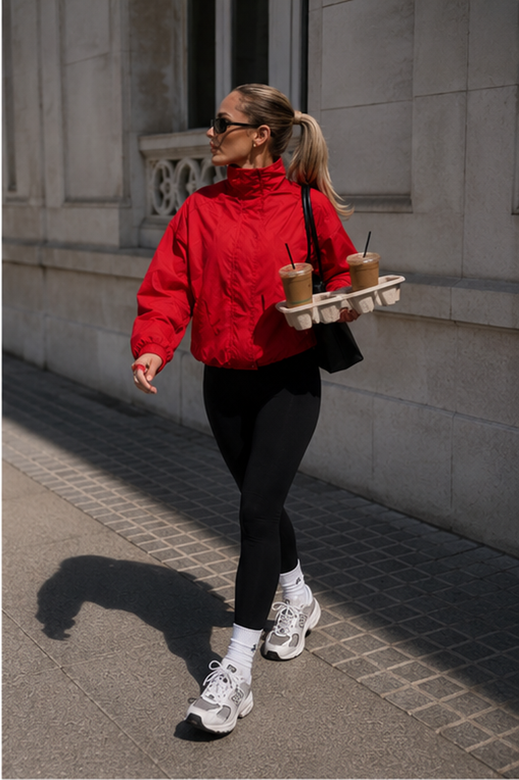 Women’s Red Turtleneck Zip-Up Jacket with Long Sleeves for Casual & Streetwear
