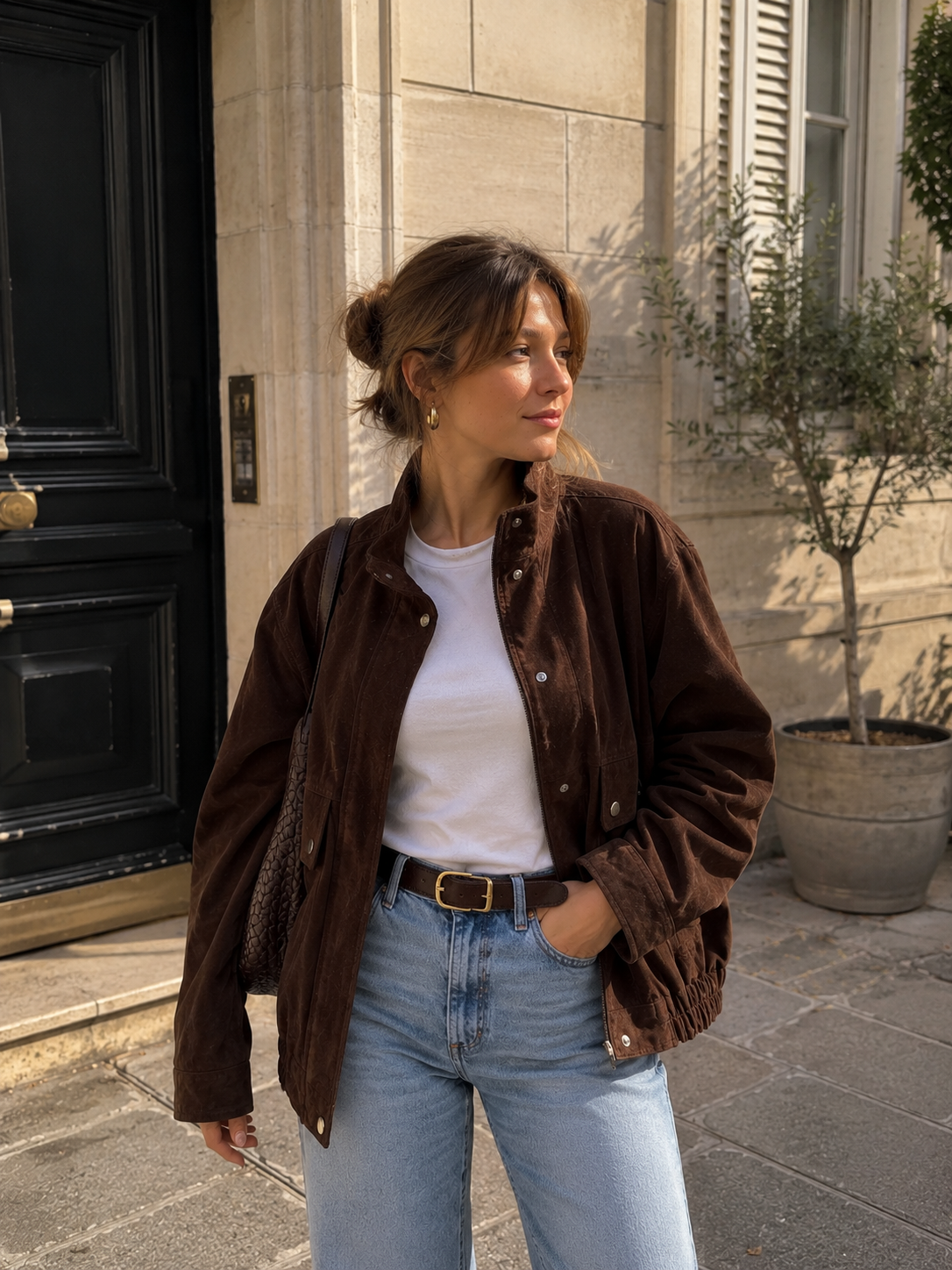 SculpStore Urban Muse women's slim autumn jacket with oversized pockets and elegant street-chic styling.
