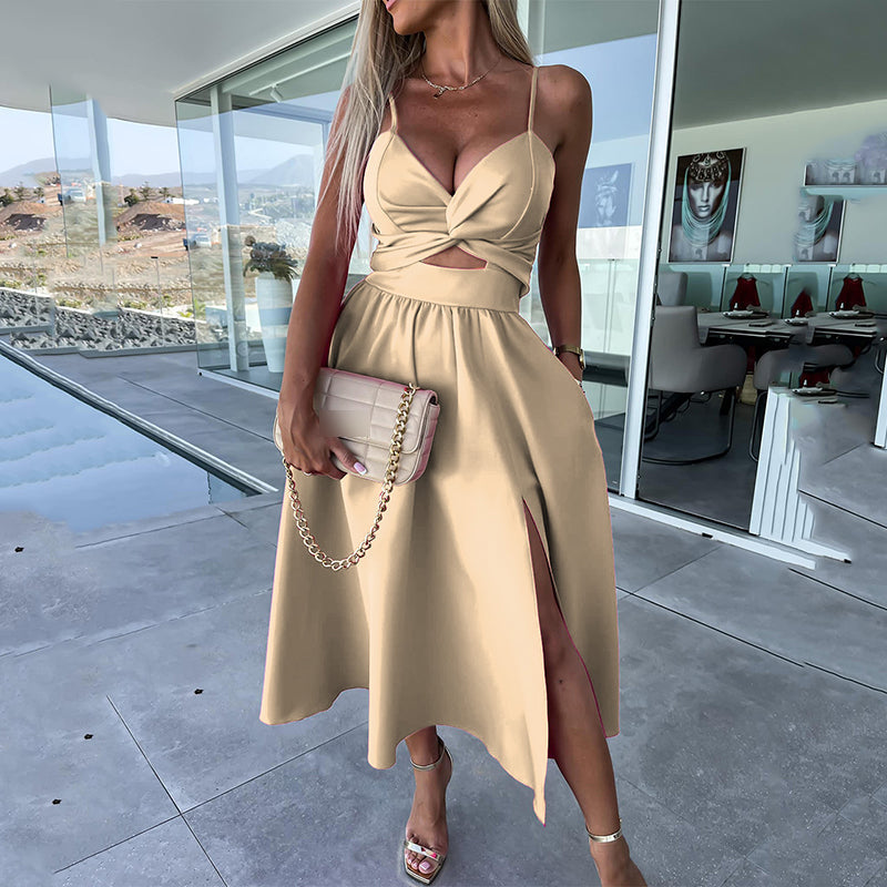 Célestine™ – Spaghetti Strap Dress with High Slit
