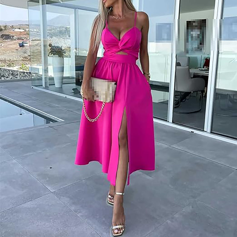 Célestine™ – Spaghetti Strap Dress with High Slit