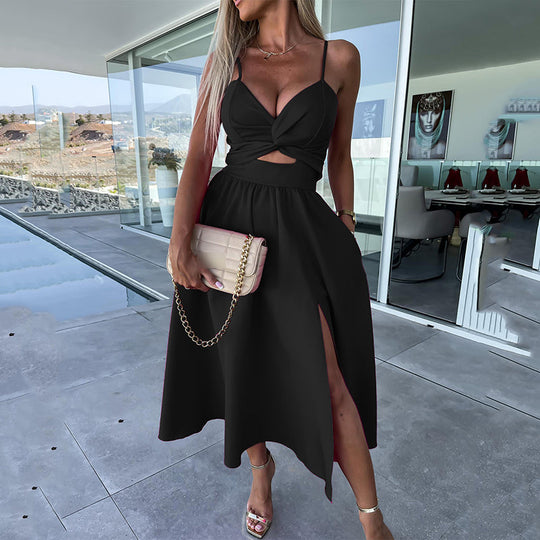 Célestine™ – Spaghetti Strap Dress with High Slit
