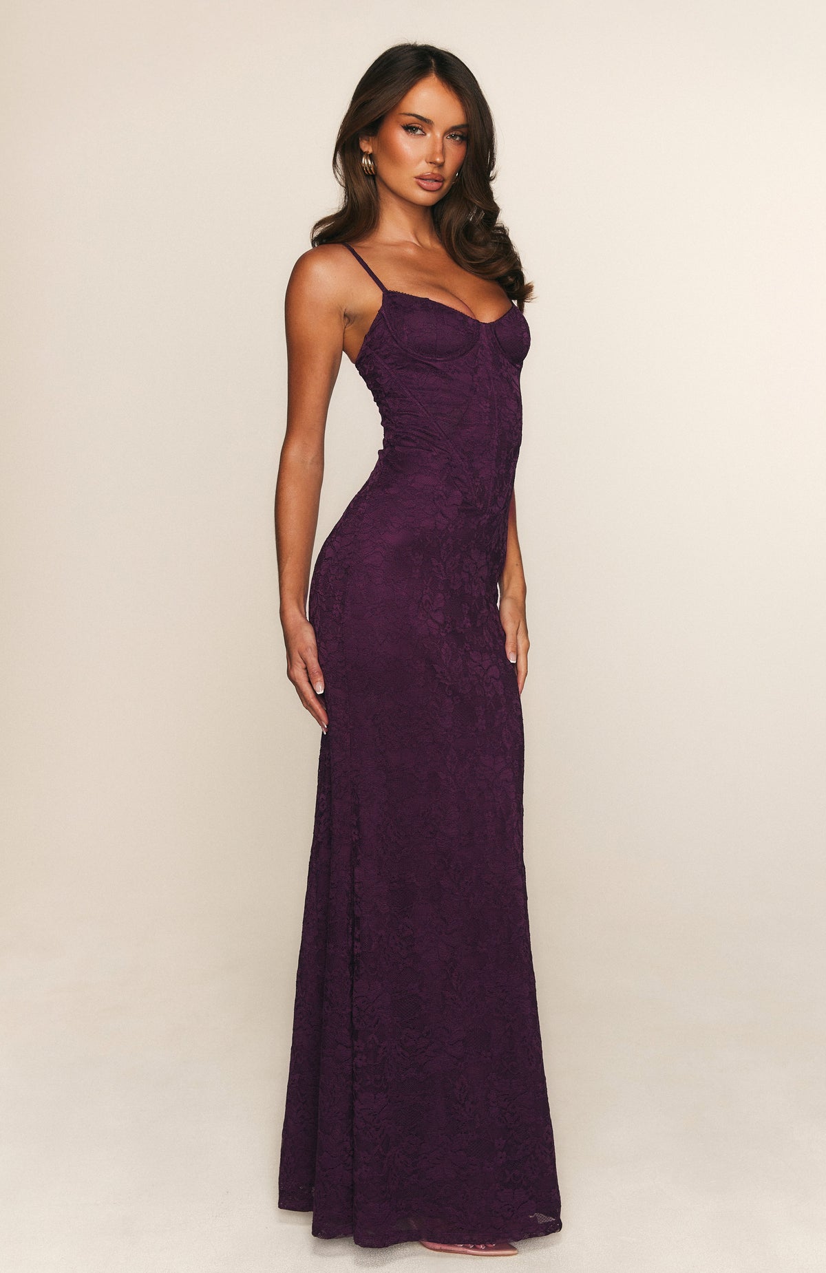 Women's Lace Sweetheart Maxi Dress with Underwired Cups