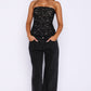 Black Lace Bustier Top – Strapless Corset Top for Going Out & Date Nights