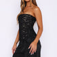 Black Lace Bustier Top – Strapless Corset Top for Going Out & Date Nights