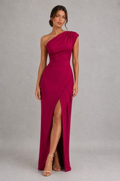 Women’s Asymmetrical Maxi Dress with Clean Neckline for Casual & Occasion Wear