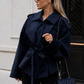 Women’s Belted Cropped Trench Coat with Long Sleeves for Casual & Smart Wear