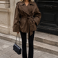 Women’s Belted Cropped Trench Coat with Long Sleeves for Casual & Smart Wear