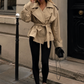 Women’s Belted Cropped Trench Coat with Long Sleeves for Casual & Smart Wear