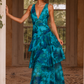Women’s Chiffon Tiered Maxi Dress with V-Neck