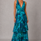 Women’s Chiffon Tiered Maxi Dress with V-Neck