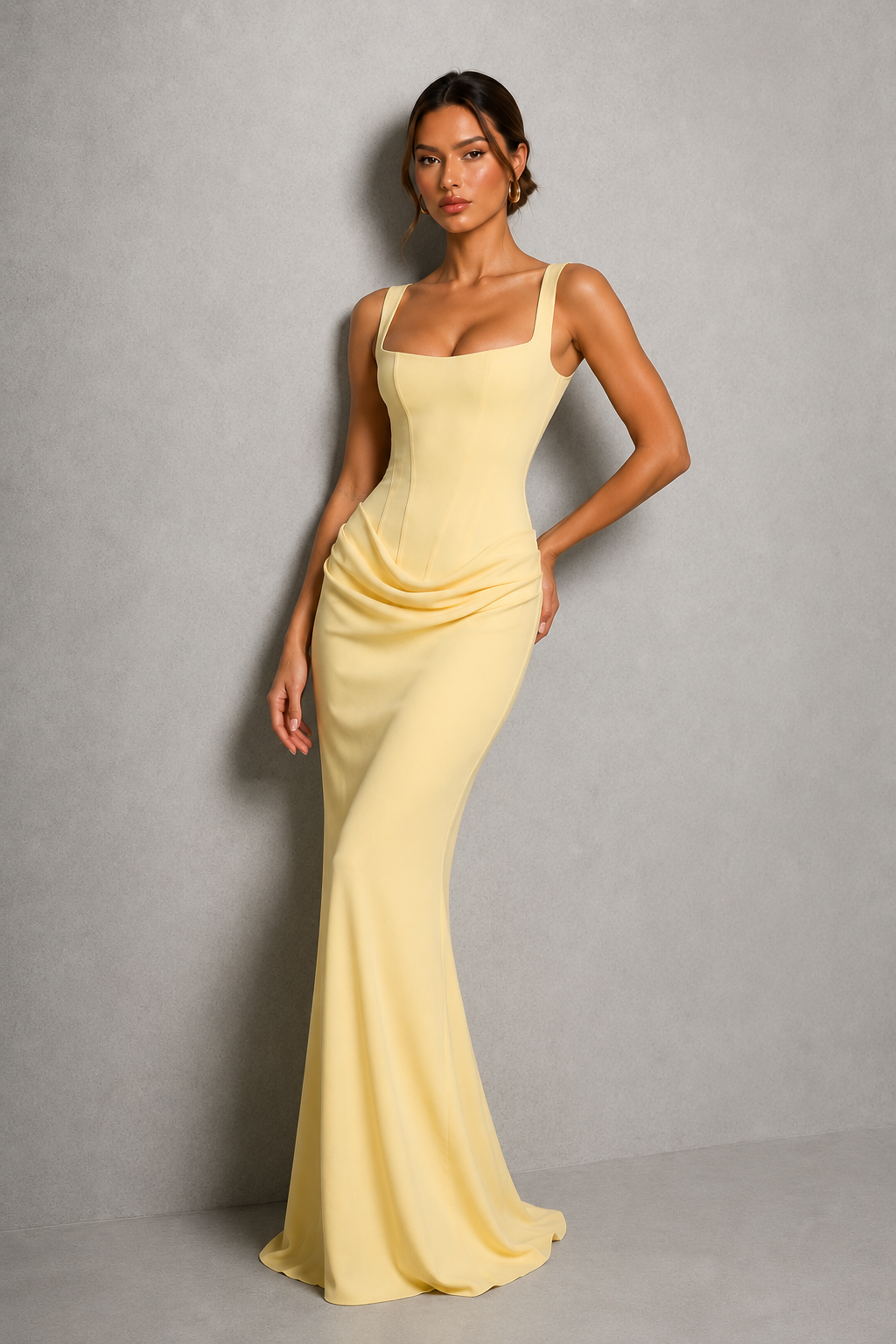 Women's Pleated Corset Maxi Dress - Wedding Guest Formal Evening Dress
