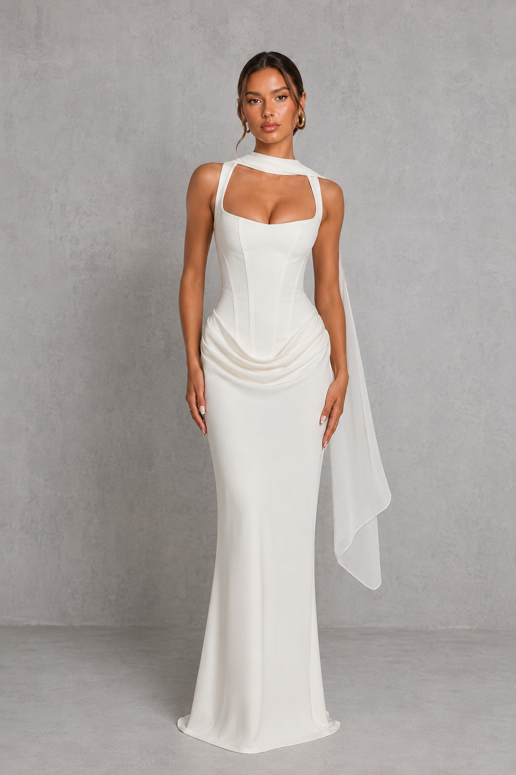 Women's Pleated Corset Maxi Dress - Wedding Guest Formal Evening Dress