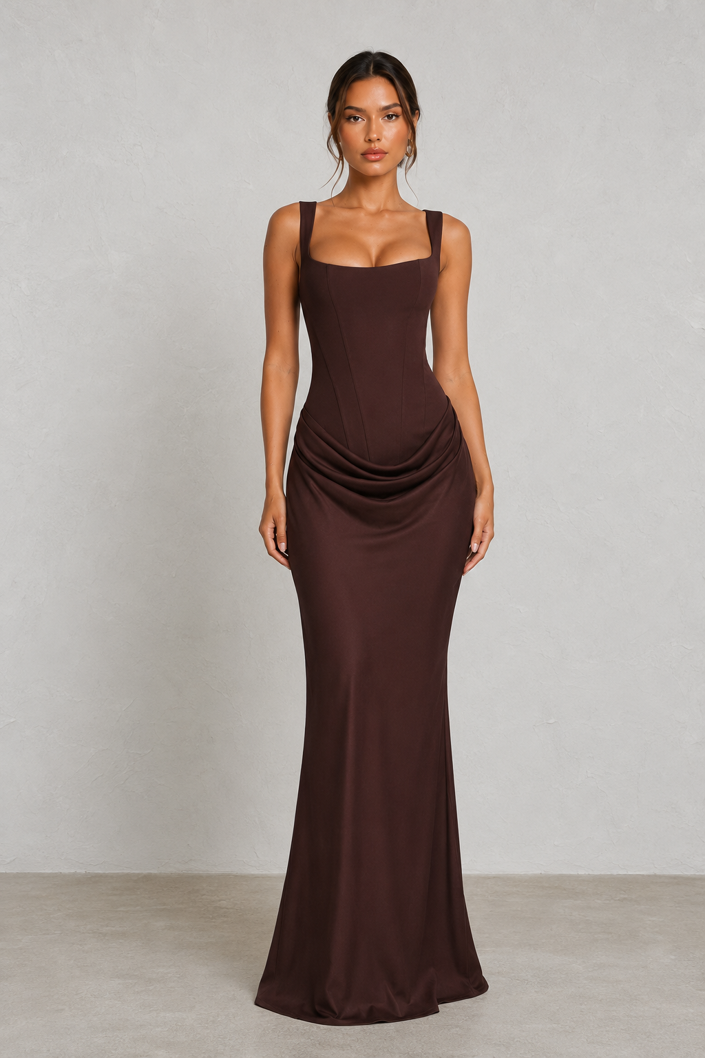 Women's Pleated Corset Maxi Dress - Wedding Guest Formal Evening Dress