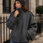 Women’s Cropped Wool Blend Coat with Stand Collar for Autumn & Winter Wear