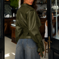 Women’s Distressed Raglan Sleeve Trench Coat with Relaxed Fit