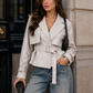 Women’s Distressed Raglan Sleeve Trench Coat with Relaxed Fit