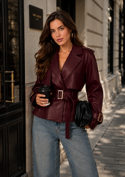 Women’s Distressed Raglan Sleeve Trench Coat with Relaxed Fit