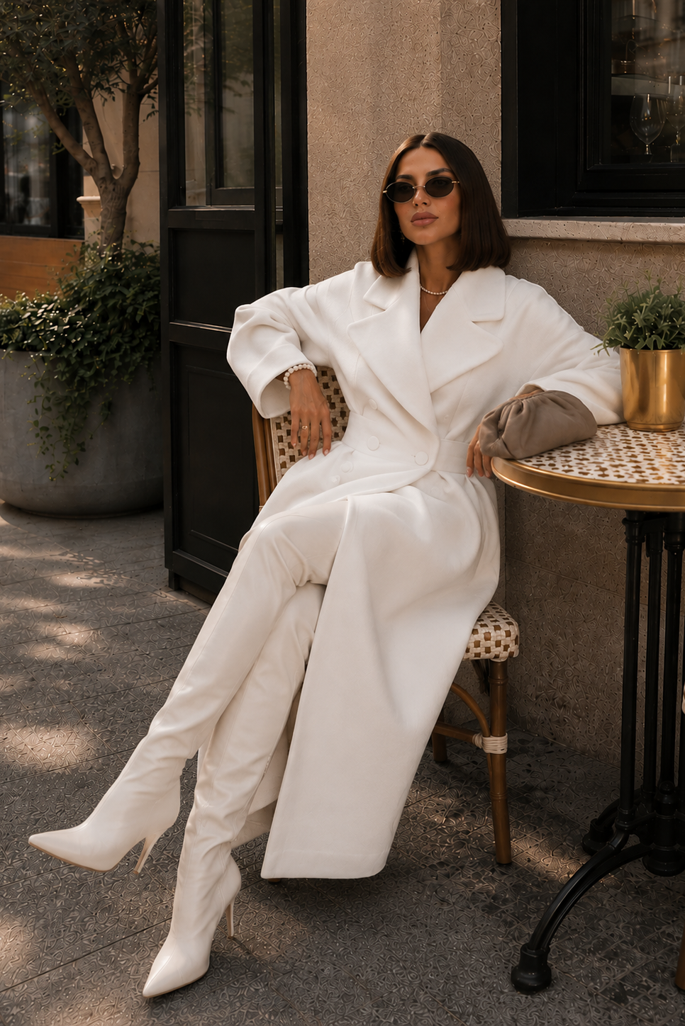 Women’s Double-Breasted Long Coat with Tailored Fit for Winter & Smart Casual Wear