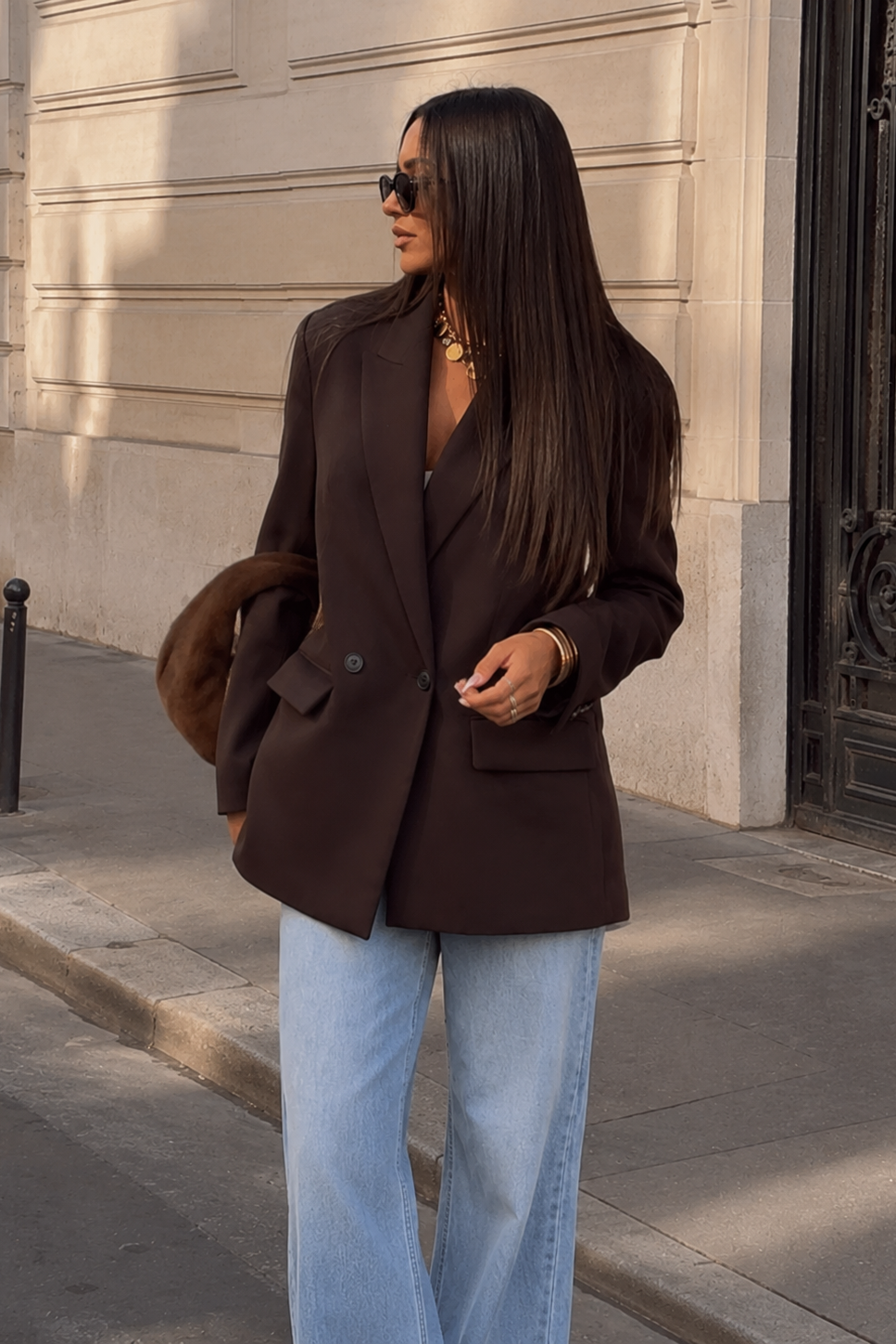 Women’s Double-Breasted Blazer with Vintage Button Detail