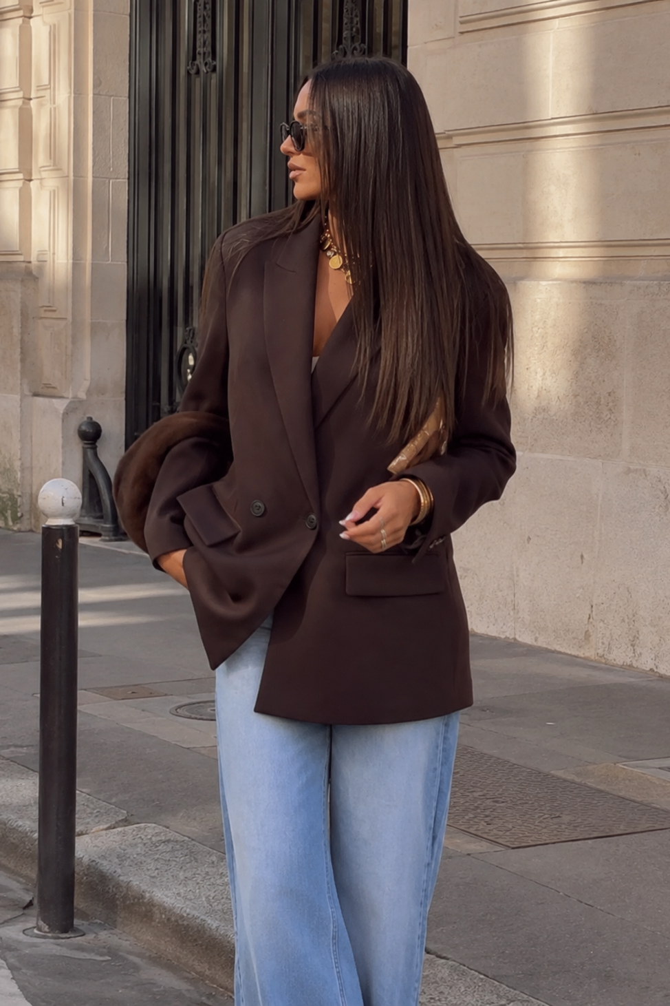 Women’s Double-Breasted Blazer with Vintage Button Detail