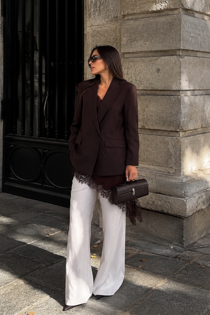 Women’s Double-Breasted Blazer with Vintage Button Detail