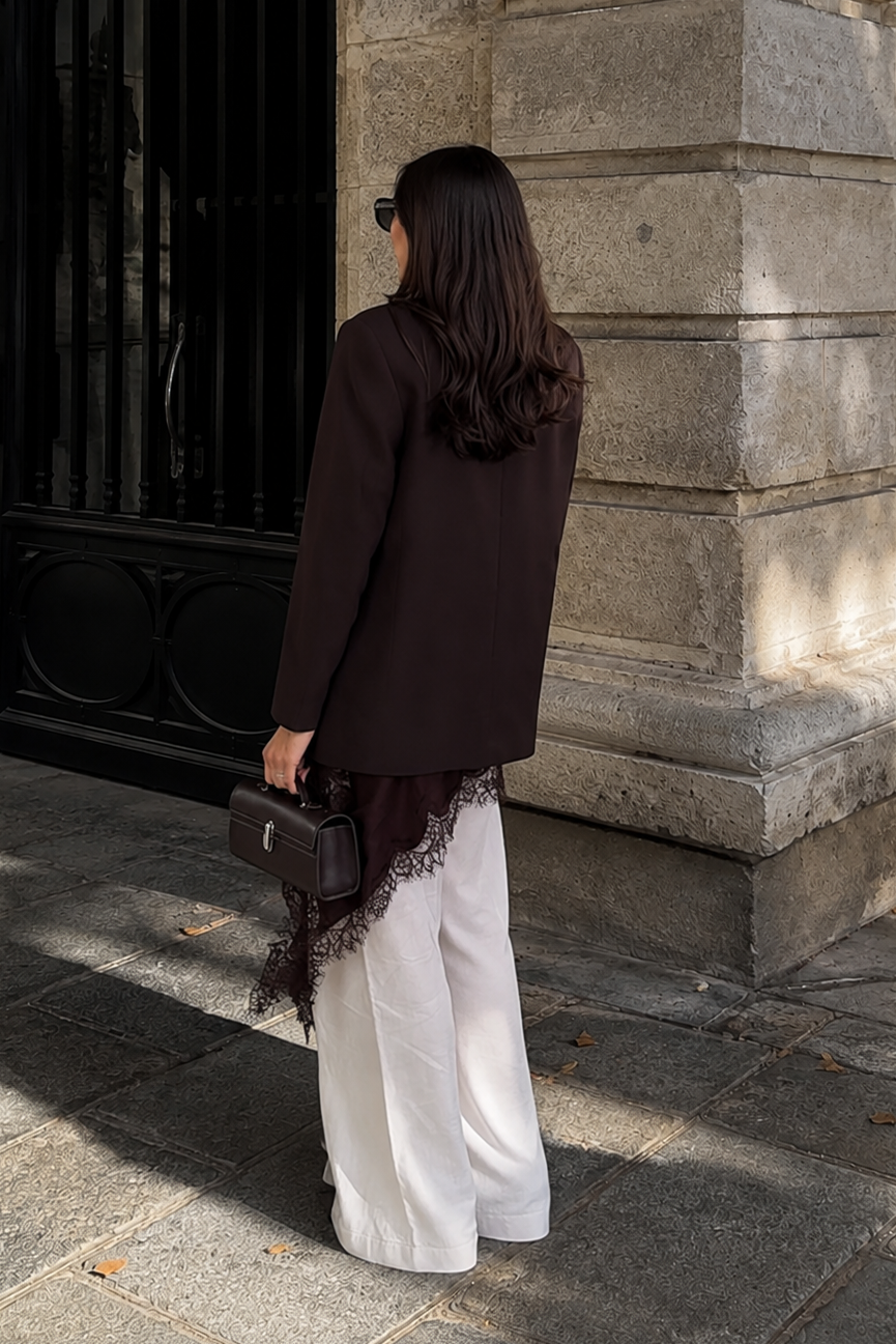 Women’s Double-Breasted Blazer with Vintage Button Detail