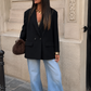 Women’s Double-Breasted Blazer with Vintage Button Detail