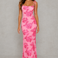 Women's Embroidered Floral Maxi Dress – Pink