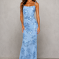 Women's Embroidered Floral Maxi Dress – Blue