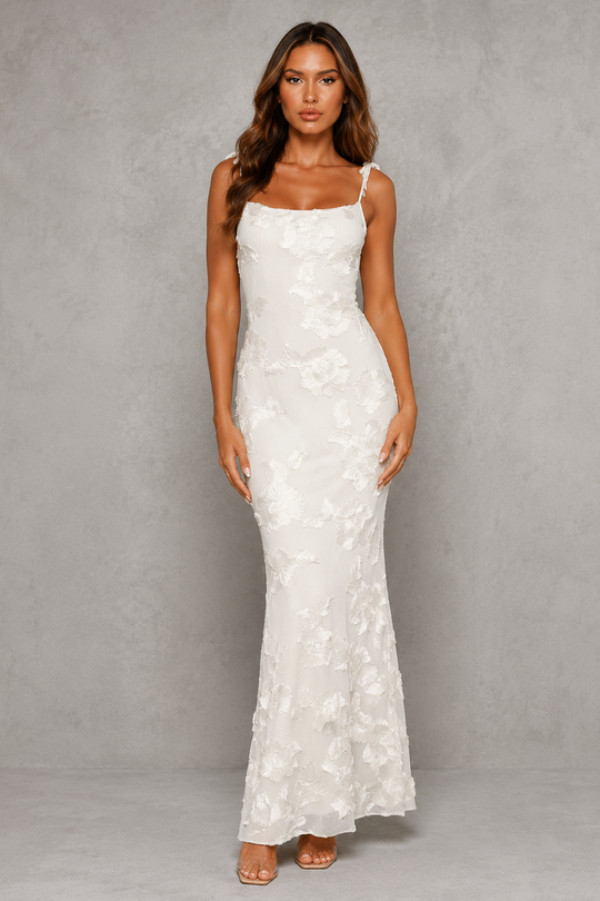 Women's Floral Maxi Dress - Wedding Guest Embroidered Occasion Wear