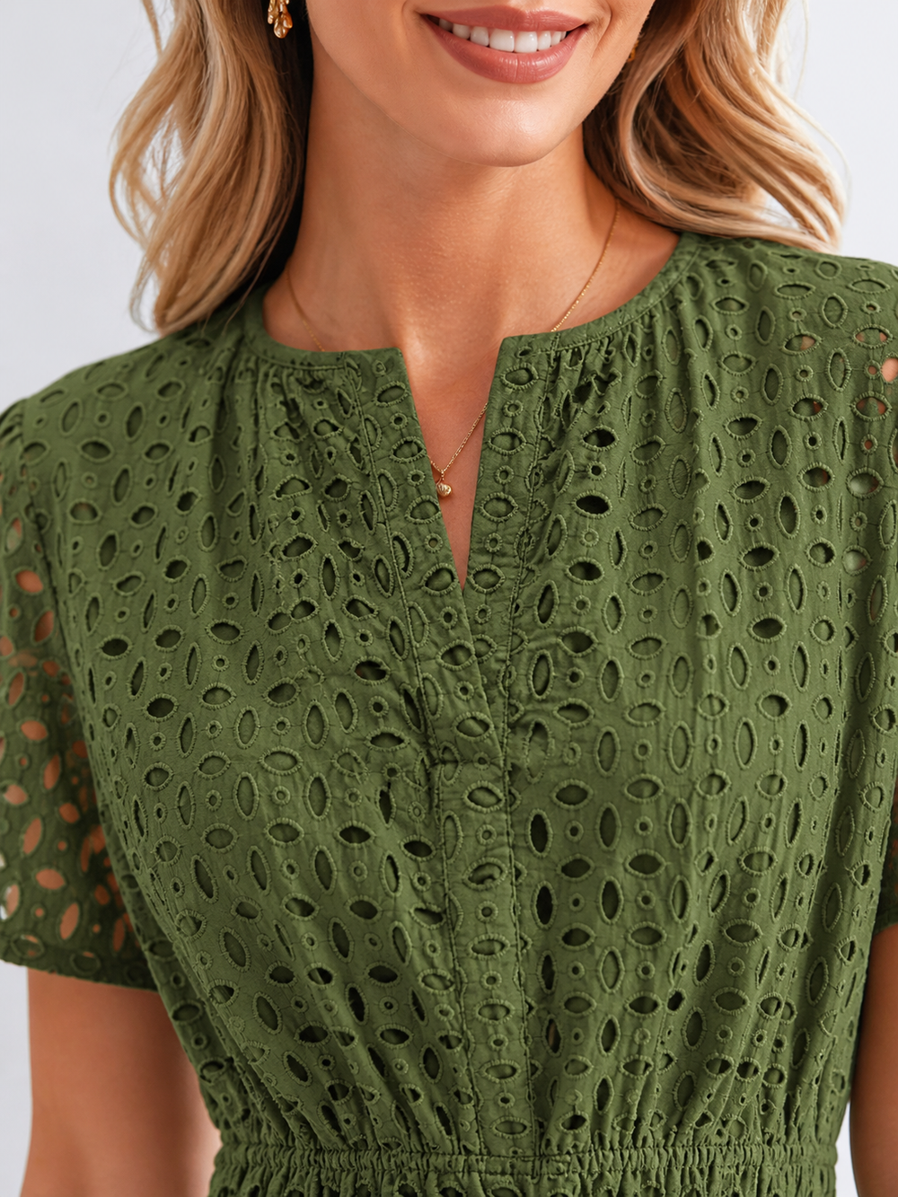 Women’s eyelet A-line summer dress with breathable fabric and flowing silhouette