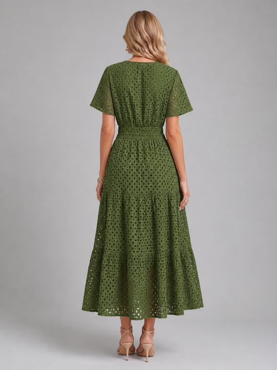 Women’s eyelet A-line summer dress with breathable fabric and flowing silhouette