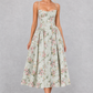 Women's Floral Corset Midi Dress - Sweetheart Wedding Guest & Occasion Dress