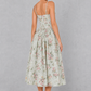 Women's Floral Corset Midi Dress - Sweetheart Wedding Guest & Occasion Dress