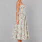 Women's Floral Corset Midi Dress - Sweetheart Wedding Guest & Occasion Dress