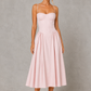 Women's Floral Corset Midi Dress - Sweetheart Wedding Guest & Occasion Dress