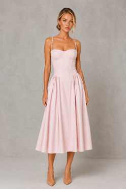 Women's Floral Corset Midi Dress - Sweetheart Wedding Guest & Occasion Dress