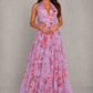Women's Floral Halter Neck Maxi Dress
